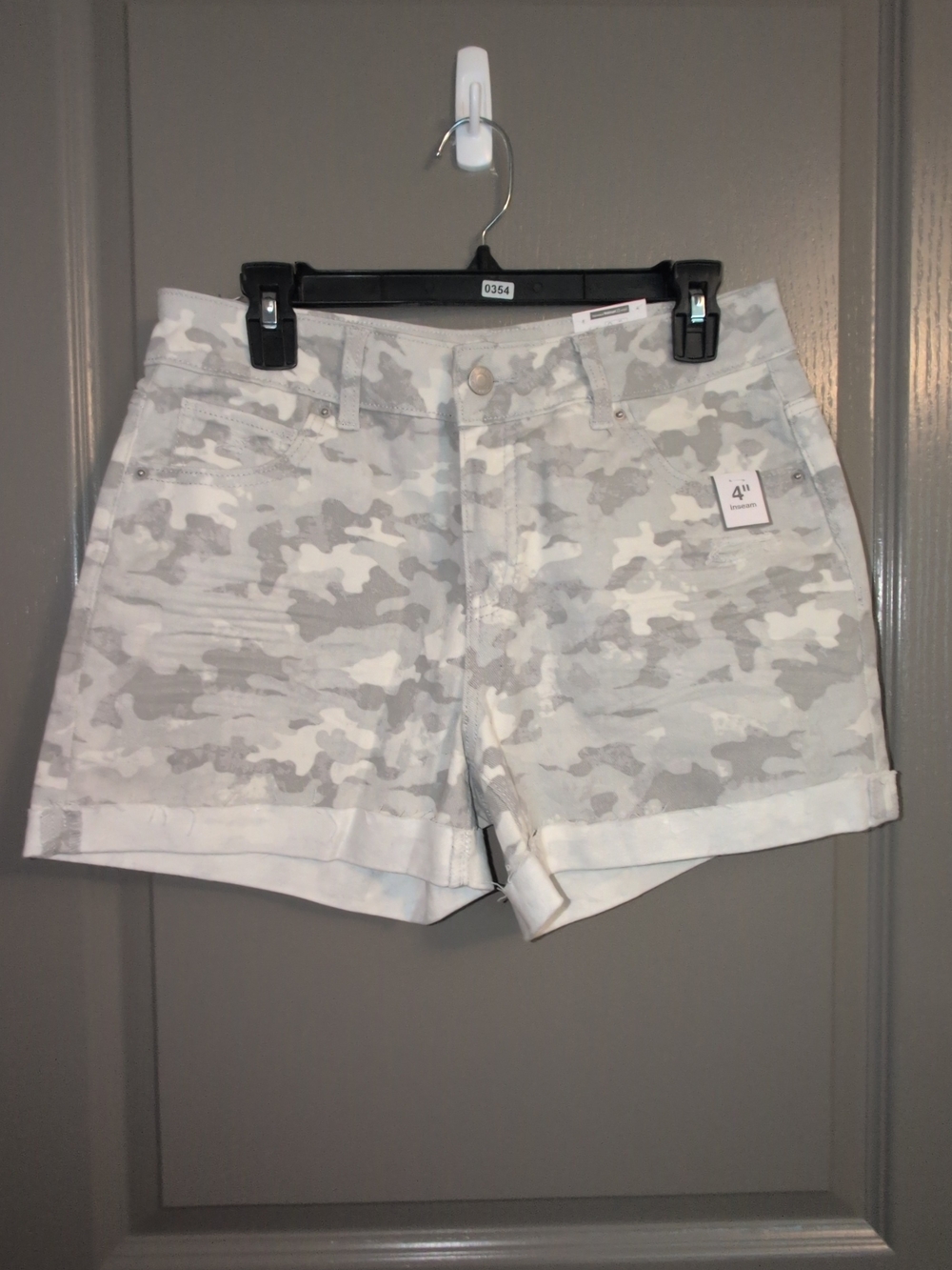 Women’s Grey Camo Roll-Cuff Shorts